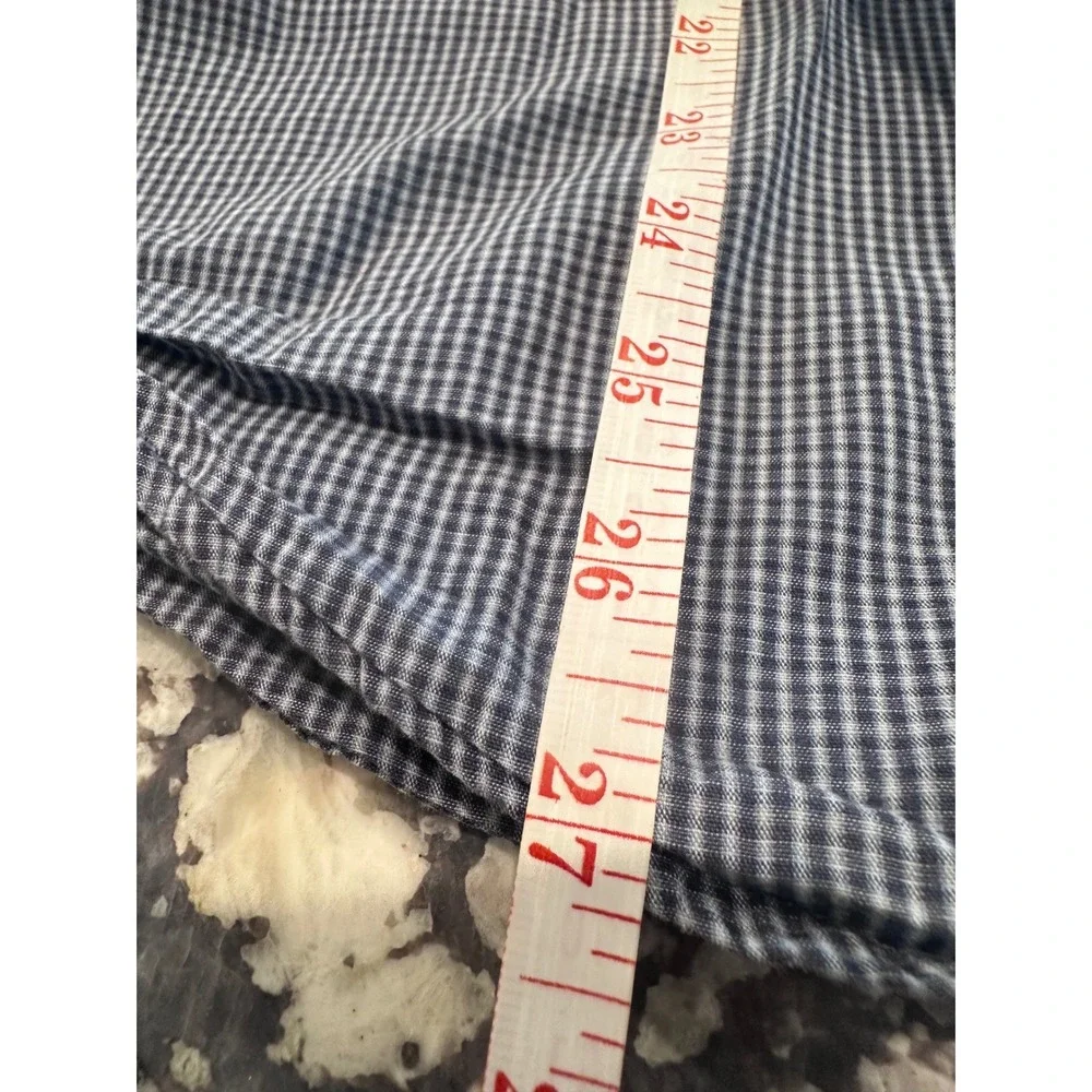 Levis Men XL Blue White Gingham Micro Check Cotton Button Down Shirt Long Sleeve